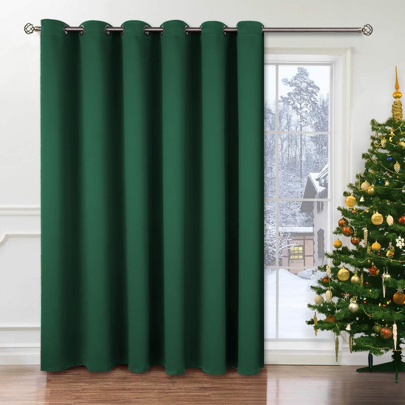 BGment Christmas Sliding Door Curtain 120 X 96 Inches, Wide Thermal Blackout Curtains Room Darkening Room Divider Window Curtain, 1 Panel, Emerald, 96 Length X Wide 120 - Image 1